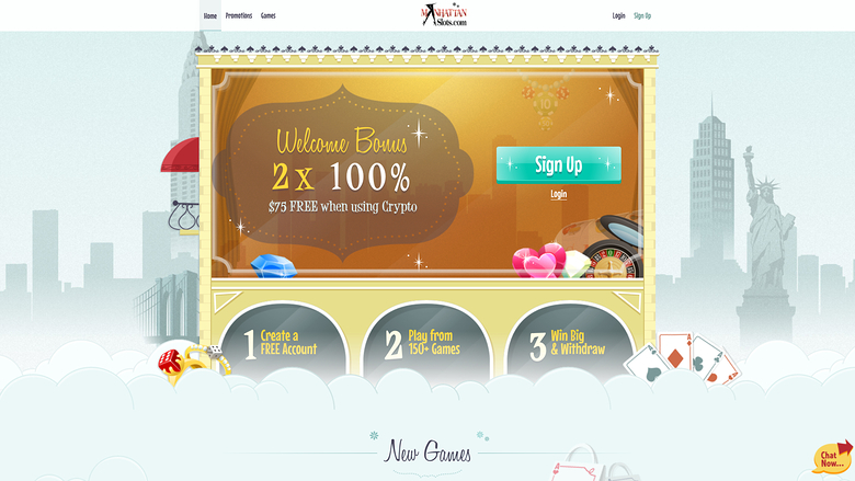 Pagina iniziale desktop di Manhattan Slots Casino