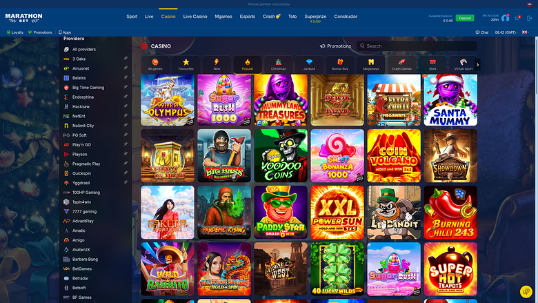 MarathonBet Casino Desktop Games
