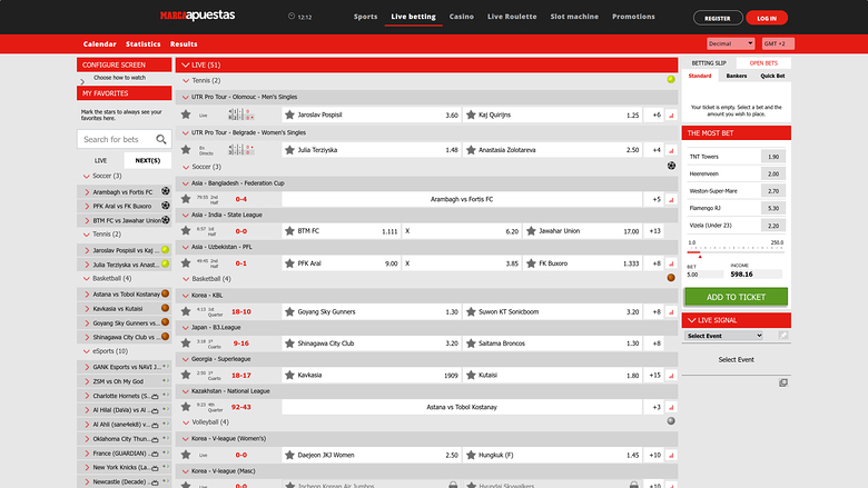 MarcaApuestas Casino Desktop Scommesse live