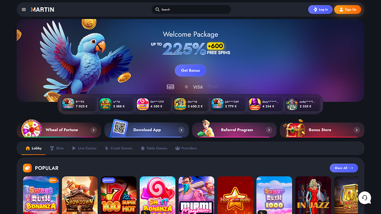 Martin Casino Homepage Desktop