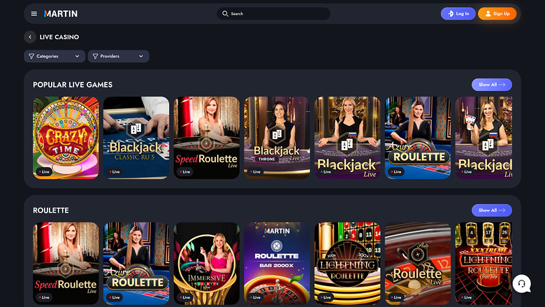 Martin Casino Live-Dealer Desktop