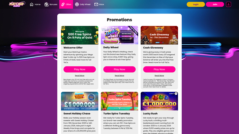 Promociones de escritorio de Matchup Casino