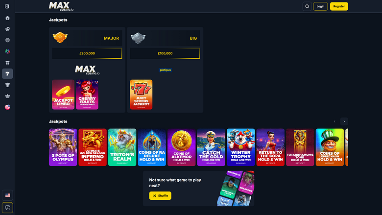 Джекпот MaxCasino на компьютере