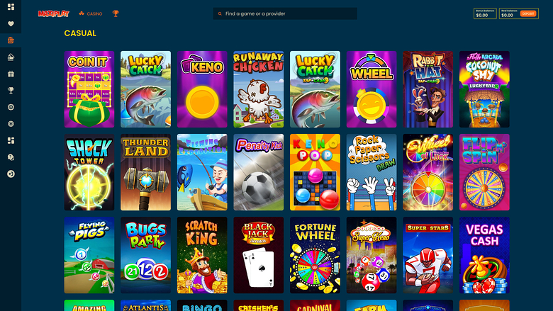 Казуальные игры для настольных компьютеров в казино Maxiplay