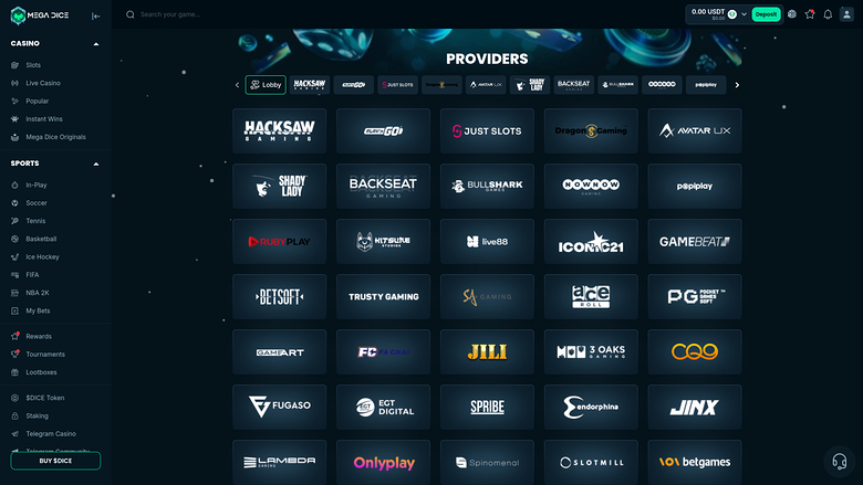 Développeurs du jeu de casino Mega Dice pour ordinateur