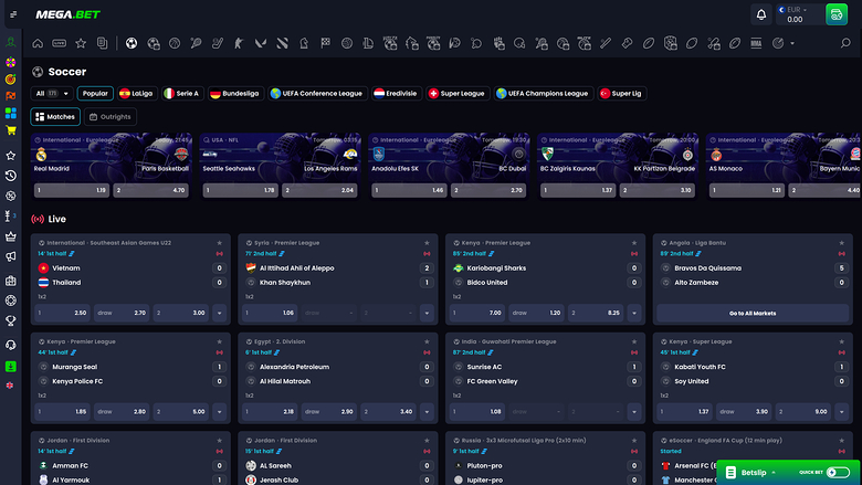 Mega.Bet Casino Sports sur ordinateur