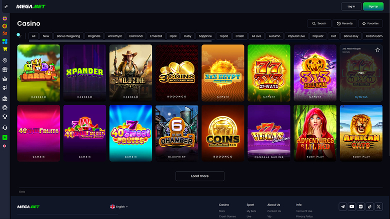 Jeux de casino Mega.bet pour ordinateur
