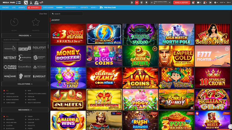 Megapari Casino Desktop Jackpot