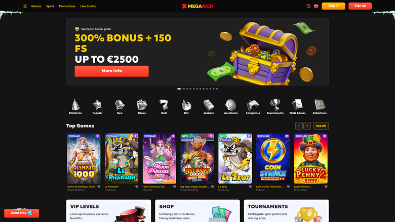 Megarich Casino Desktop-Startseite