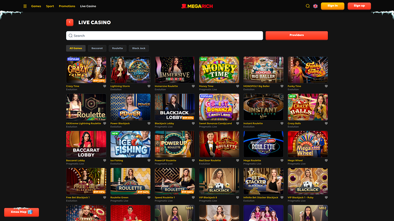 Megarich Casino Desktop Live-Dealer