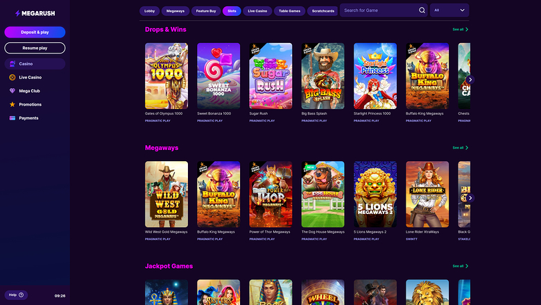 Jeux de casino MegaRush pour ordinateur