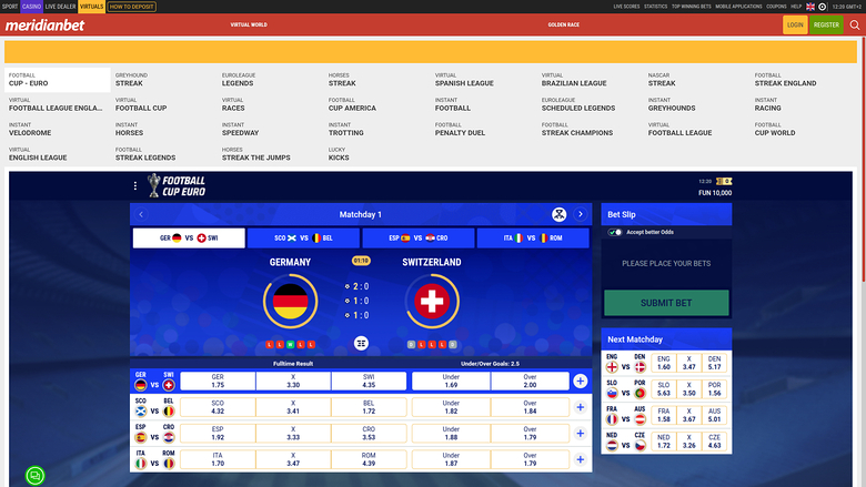 Jeux virtuels de bureau du casino Meridian Bet