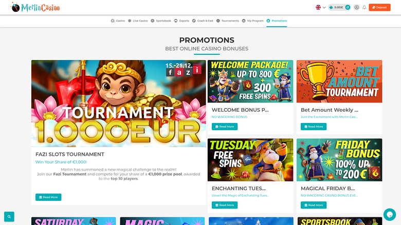 Promotions Merlin Casino sur ordinateur