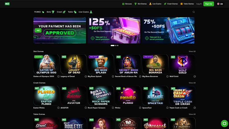 Page d'accueil du casino Mi7