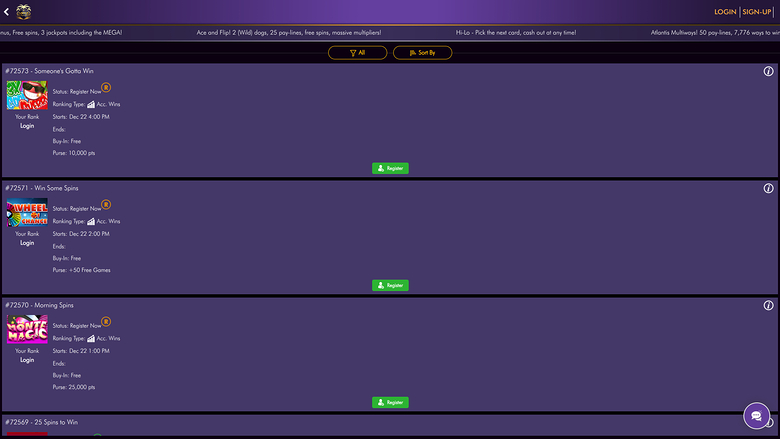 Tournois sur ordinateur du Miami Club Casino