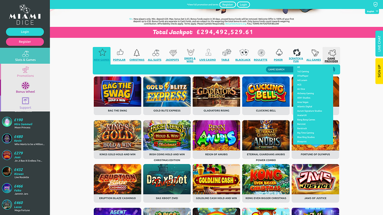 Miami Dice Casino Desktop-Spielentwickler