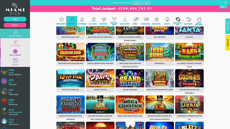 Miami Dice Casino Desktop-Spiele