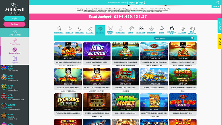 Miami Dice Casino Desktop-Jackpot