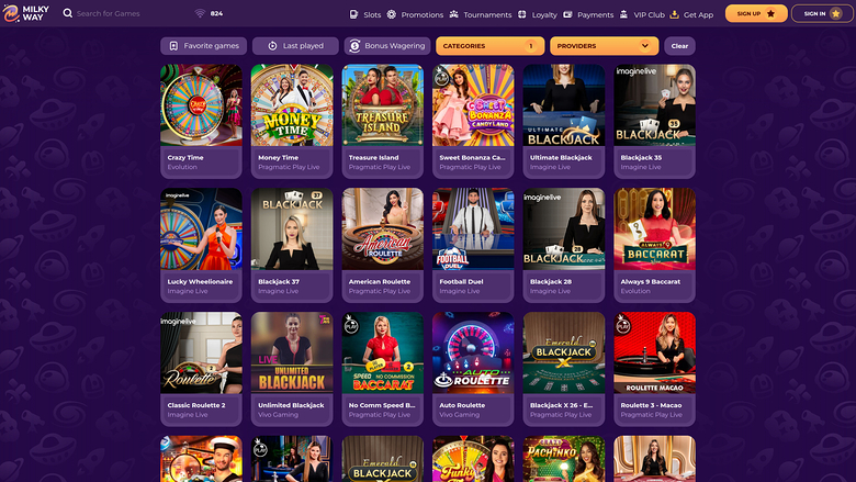 Casino MilkyWay sur ordinateur avec croupier en direct