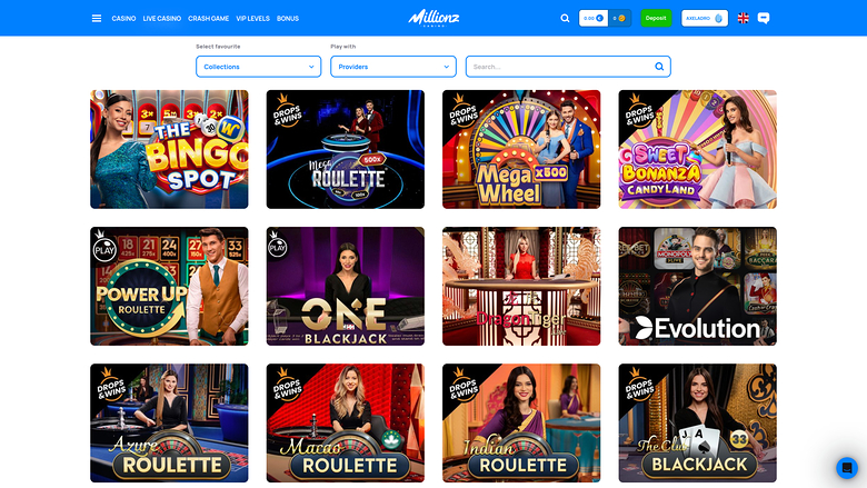 Millionz Casino Desktop Live-Dealer