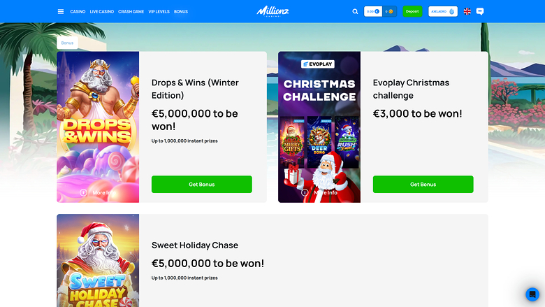 Millionz Casino Desktop-Aktionen