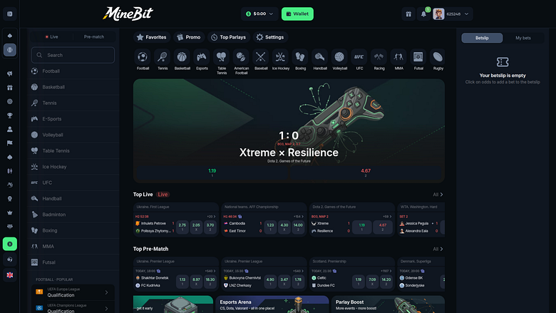 Minebit Casino Deportes de escritorio