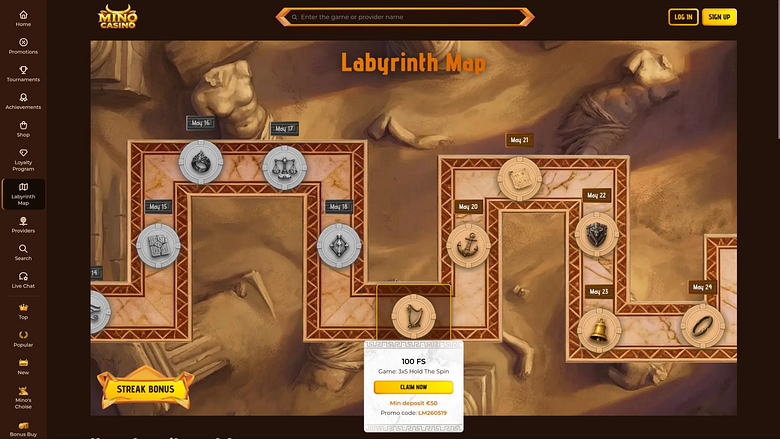 Mapa del laberinto del Casino Mino