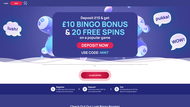 Mint Bingo Casino Desktop-Startseite