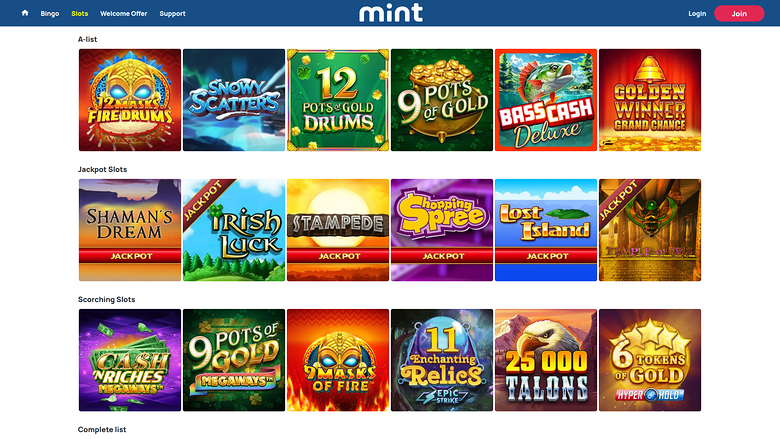 Mint Bingo Casino Desktop Jackpot