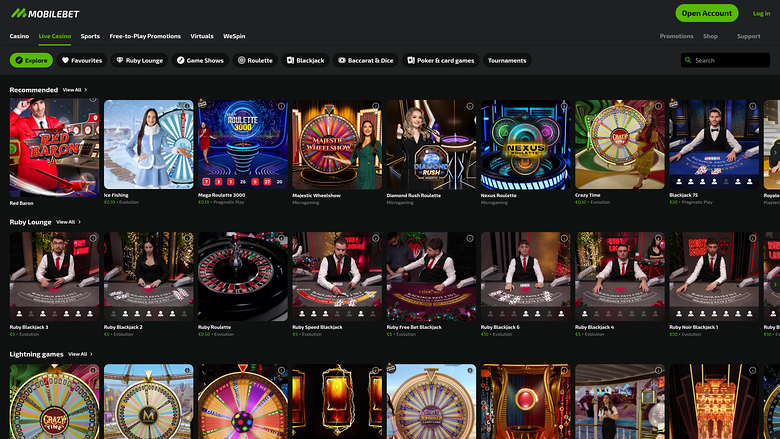 Mobilebet Casino Desktop Live-Dealer