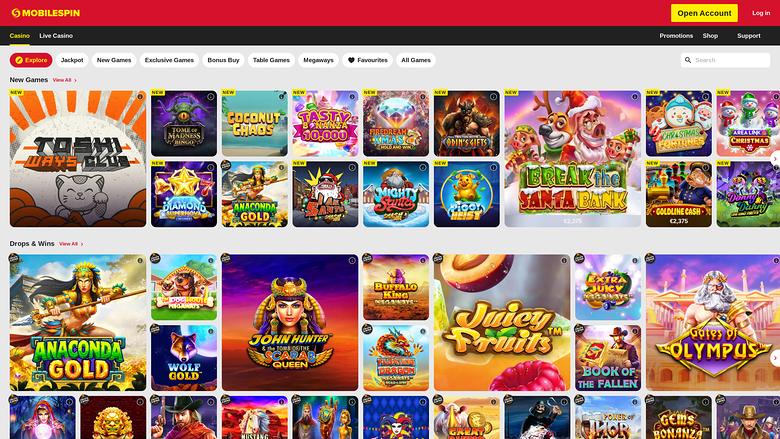 Giochi desktop del casinò MobileSpin