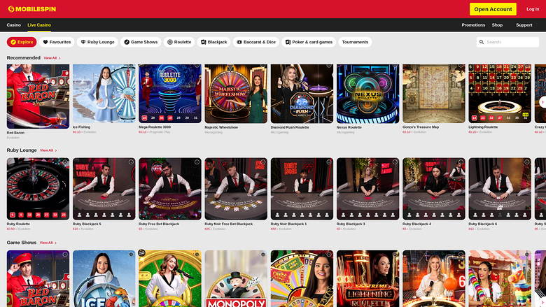 MobileSpin Casino Desktop croupier dal vivo