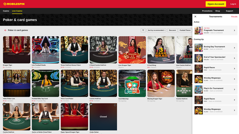 Tornei desktop di MobileSpin Casino