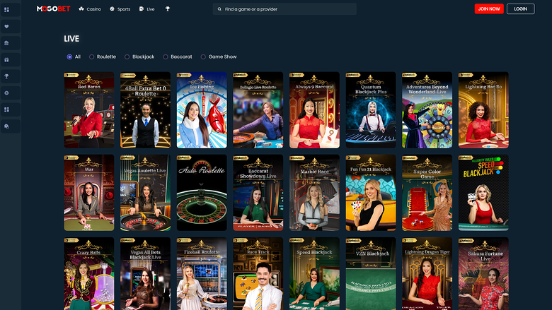 MogoBet Casino Desktop Live Dealer