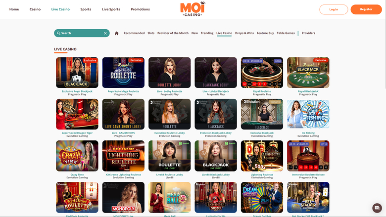 Croupier en direct sur ordinateur de Moi Casino