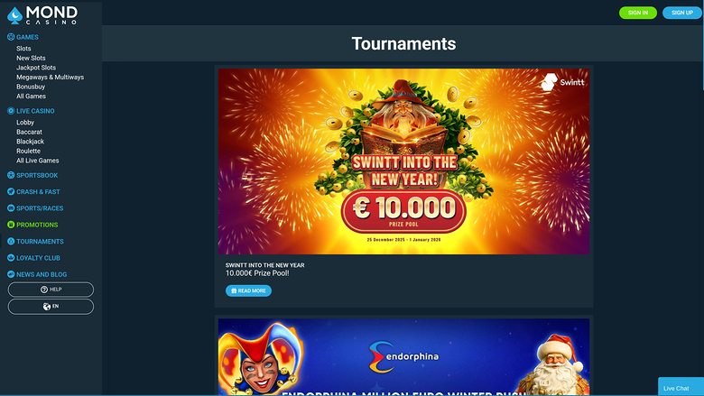 Tournois sur ordinateur du casino Mond