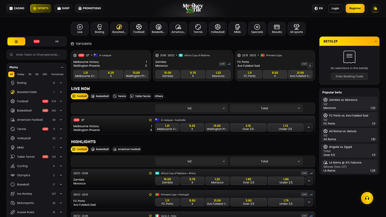 Pari sportif sur ordinateur Monkey Tilt Casino