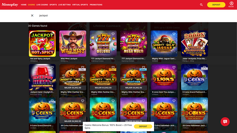 MonoPlay Casino Jackpot Desktop