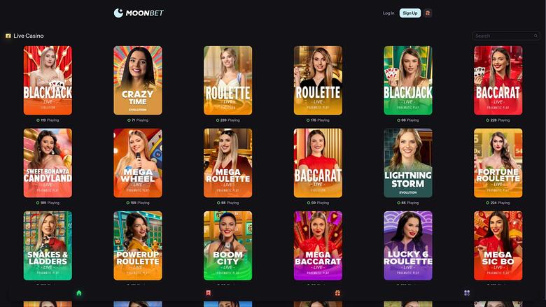 Pagina del croupier dal vivo del MoonBet Casino