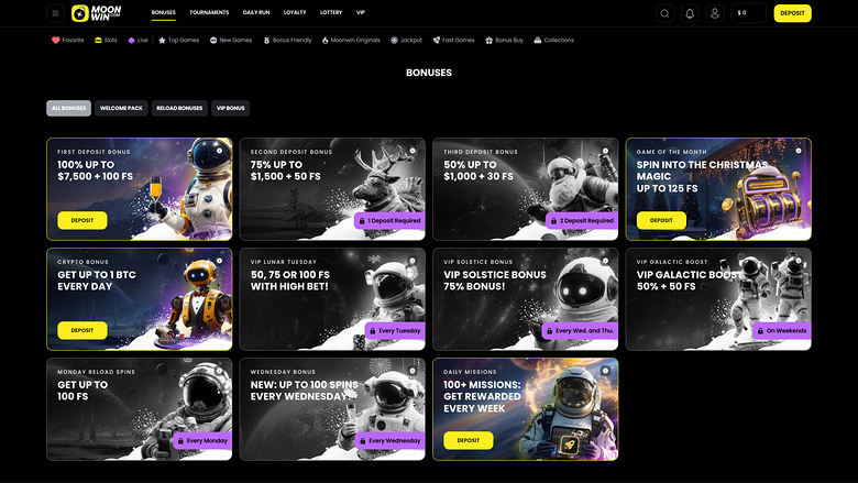 Promotions Moonwin Casino sur ordinateur