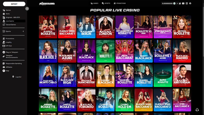 Casino Motherland sur ordinateur avec croupier en direct