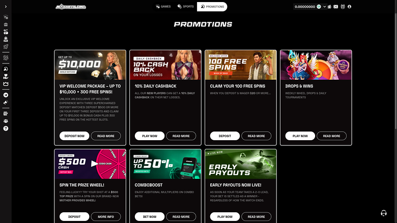 Promotions sur ordinateur de bureau du casino Motherland