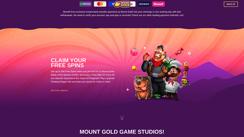 Promotions sur ordinateur du casino Mount Gold