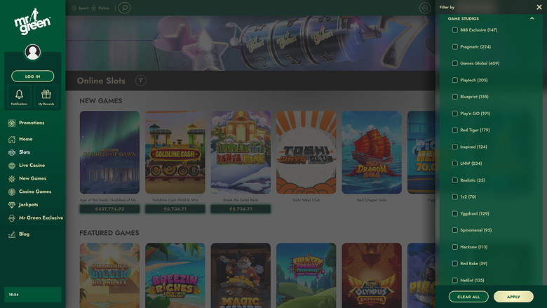 Mr Green Casino Desktop-Spielentwickler