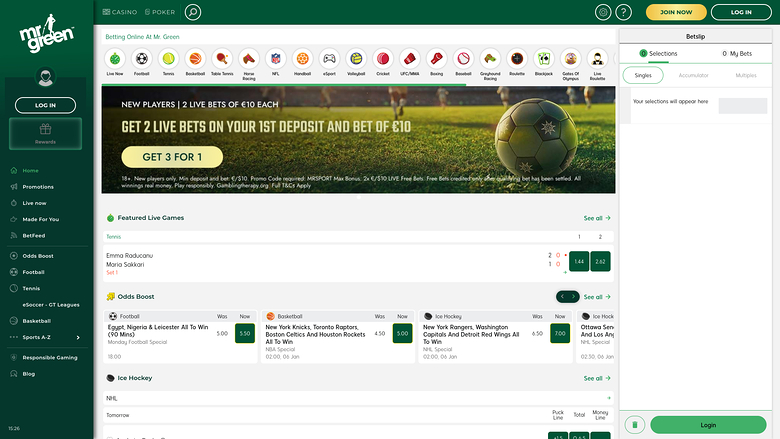 Mr Green Casino Desktop Sport