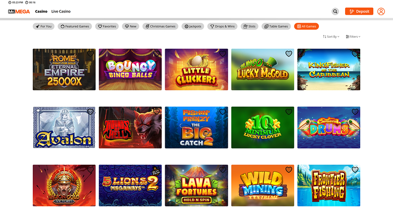 Jeux de casino Mr Mega sur ordinateur