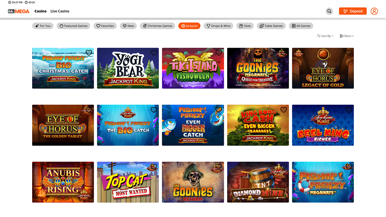 Jackpot de bureau Mr Mega Casino