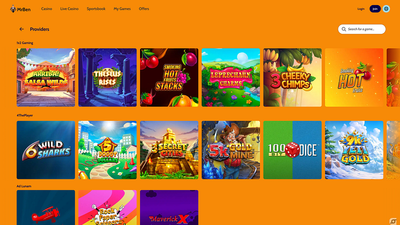 Sviluppatori di giochi per computer desktop di MrBen Casino