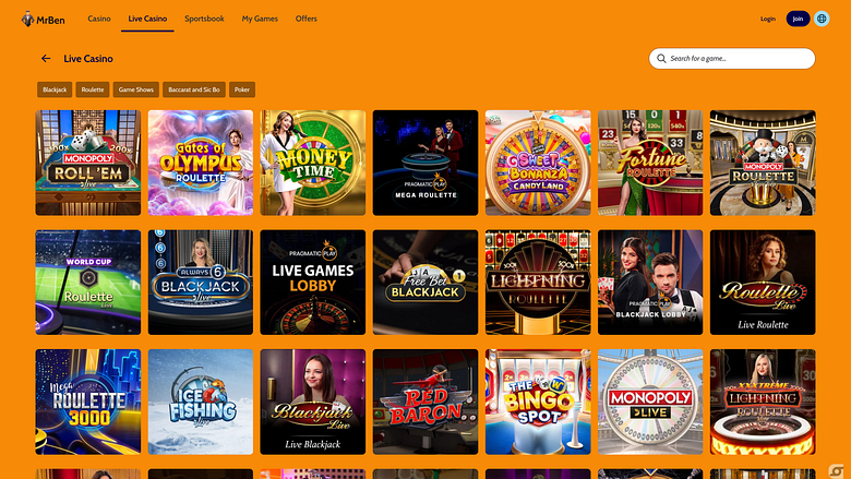 MrBen Casino Desktop Casinò Live