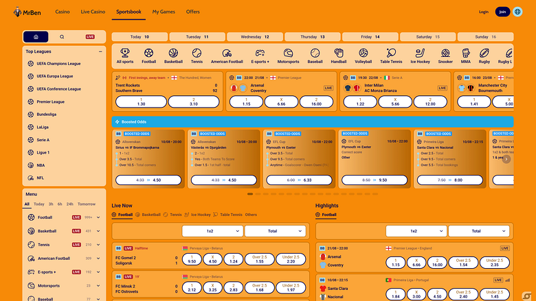 MrBen Casino Desktop Sports